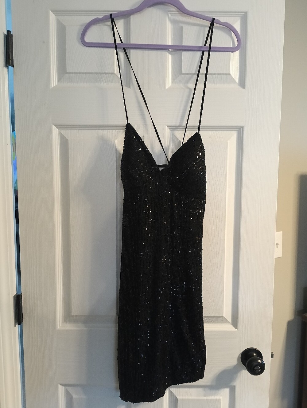 Gorgeous Black Sparkly Sequin Cocktail Dress | Asymmetrical Hem | Lace-Up Back